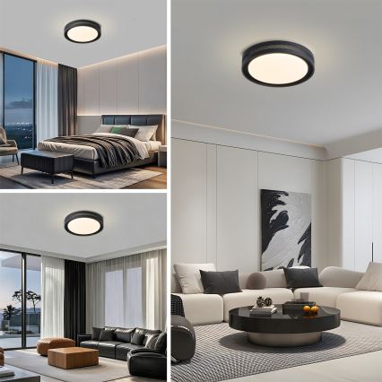 Brilagi - Plafonieră LED dimabilă KREON LED/54W/230V 3000-6000K neagră Ø 38 cm + telecomandă
