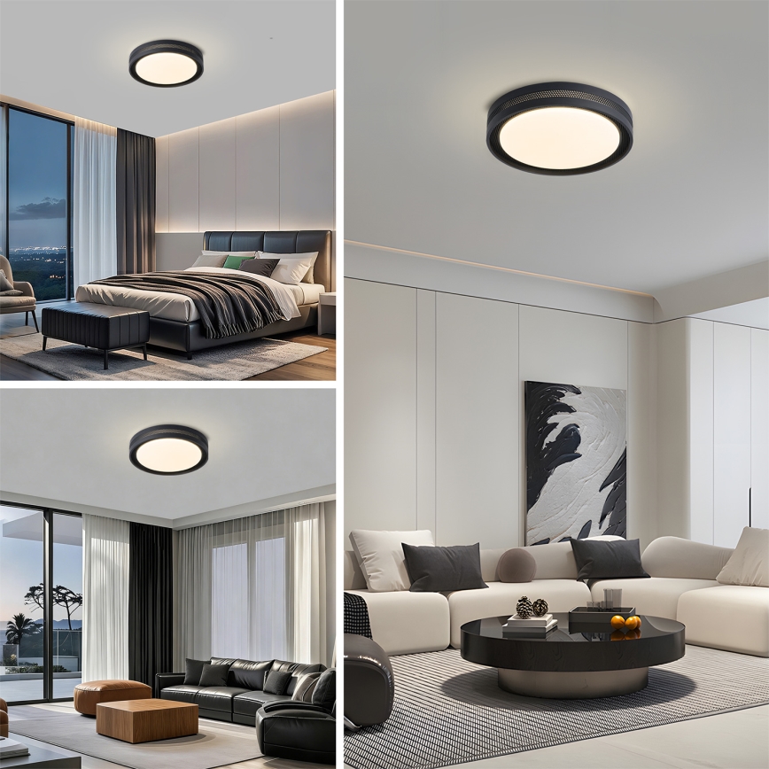Brilagi - Plafonieră LED dimabilă KREON LED/54W/230V 3000-6000K neagră Ø 38 cm + telecomandă