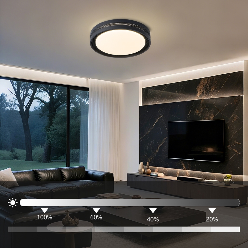 Brilagi - Plafonieră LED dimabilă KREON LED/54W/230V 3000-6000K neagră Ø 38 cm + telecomandă