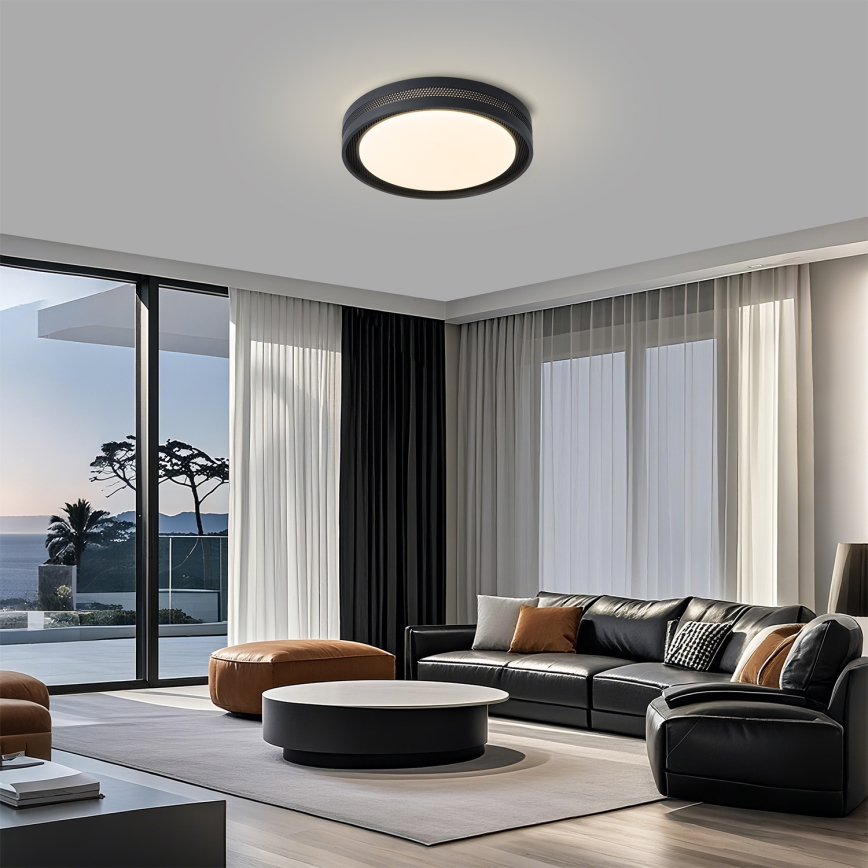 Brilagi - Plafonieră LED dimabilă KREON LED/54W/230V 3000-6000K neagră Ø 38 cm + telecomandă