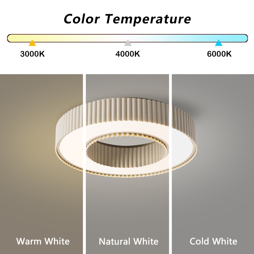 Brilagi - Plafonieră LED dimabilă LUMIX, 48W, 230V, 3000–6000K, bej, Ø 50 cm, cu telecomandă