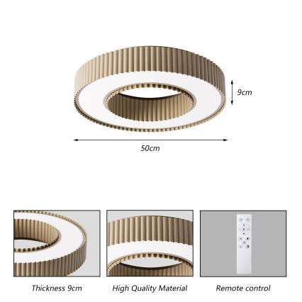 Brilagi - Plafonieră LED dimabilă LUMIX, 48W, 230V, 3000–6000K, bej, Ø 50 cm, cu telecomandă