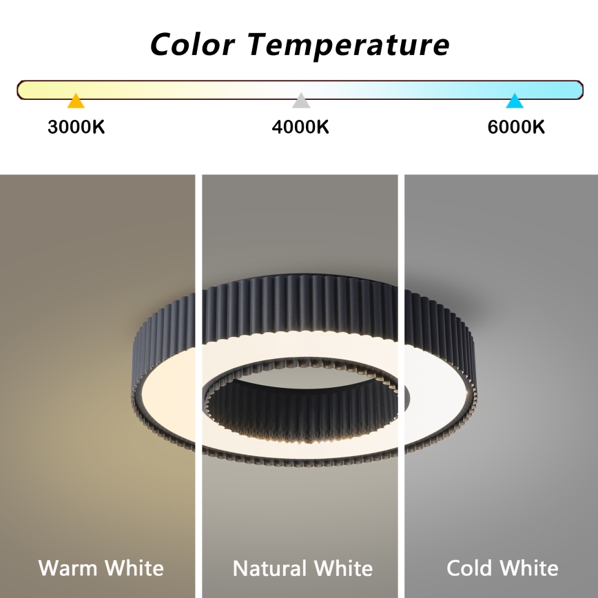 Brilagi - Plafonieră LED dimabilă LUMIX, LED/48W/230V, 3000-6000K, negru, Ø 50 cm + telecomandă inclusă