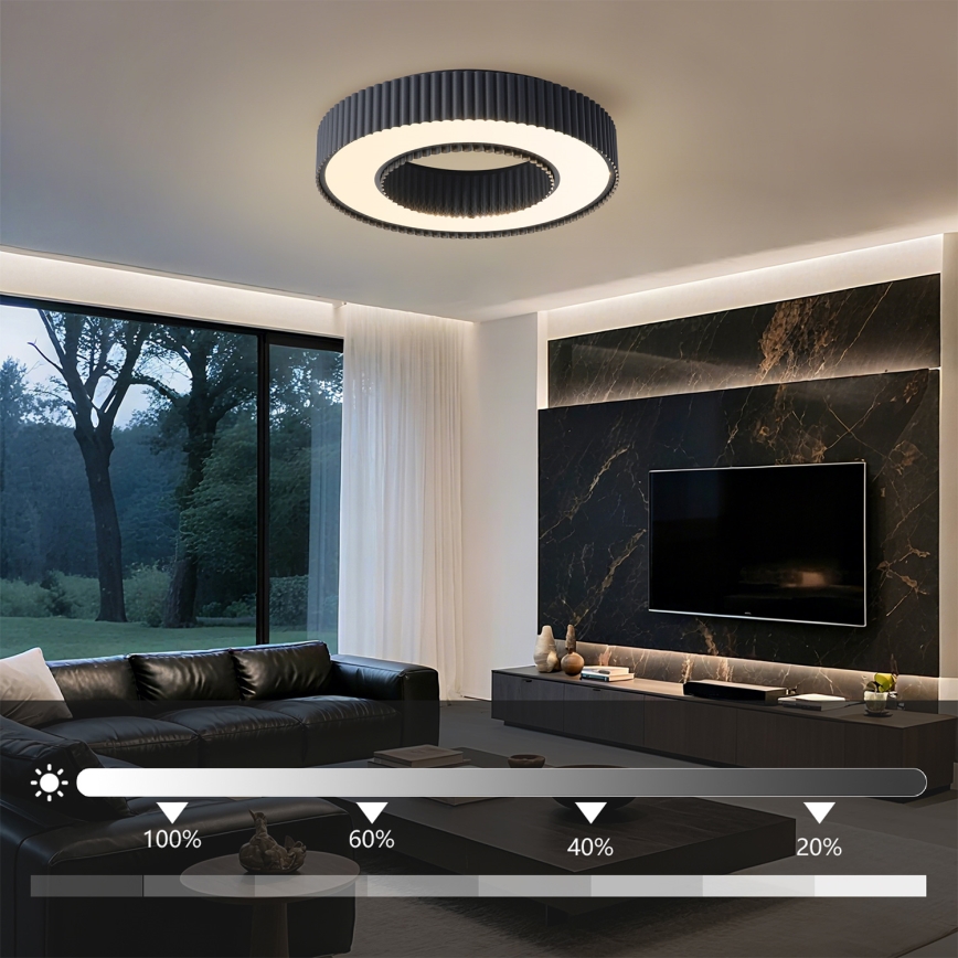 Brilagi - Plafonieră LED dimabilă LUMIX, LED/48W/230V, 3000-6000K, negru, Ø 50 cm + telecomandă inclusă