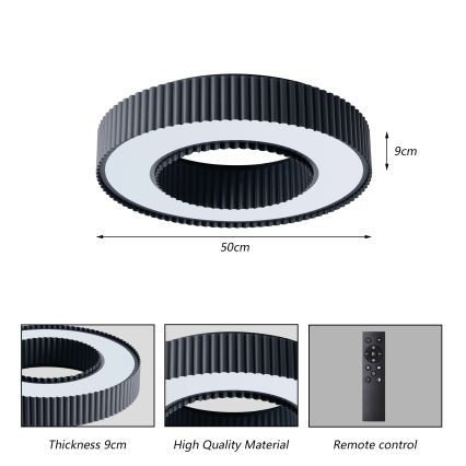 Brilagi - Plafonieră LED dimabilă LUMIX, LED/48W/230V, 3000-6000K, negru, Ø 50 cm + telecomandă inclusă
