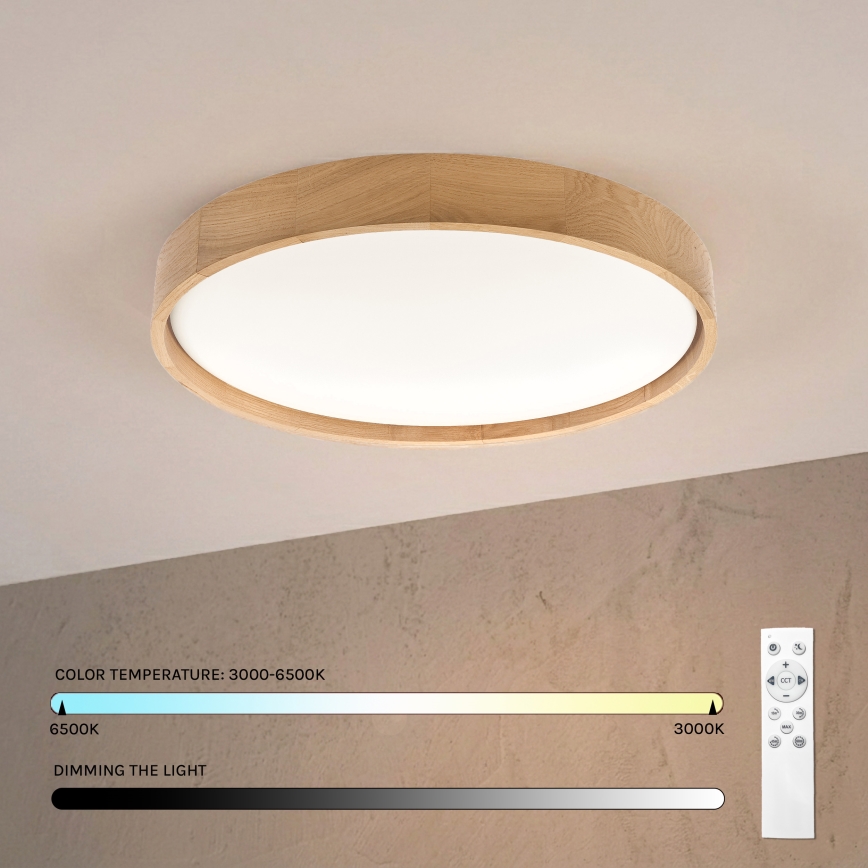 Brilagi - Plafonieră LED dimabilă MANAROLA REMOTE LED/36W/230V 3000-6500K Ø 51 cm stejar + telecomandă