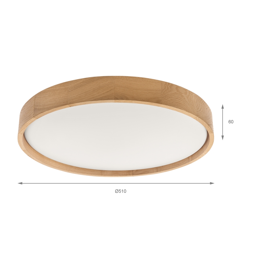Brilagi - Plafonieră LED dimabilă MANAROLA REMOTE LED/36W/230V 3000-6500K Ø 51 cm stejar + telecomandă