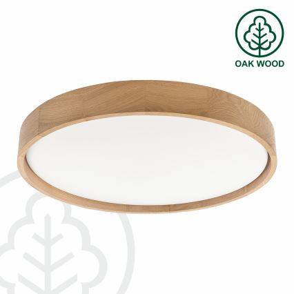Brilagi - Plafonieră LED dimabilă MANAROLA SMART, 36 W, 230 V, 3000–6000K, Wi‑Fi Tuya Beacon, Ø 51 cm, stejar + telecomandă