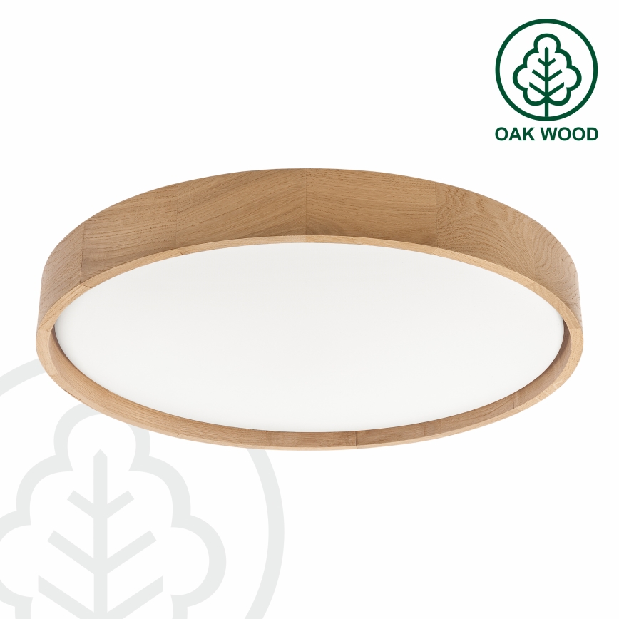 Brilagi - Plafonieră LED dimabilă MANAROLA SMART, 36 W, 230 V, 3000–6000K, Wi‑Fi Tuya Beacon, Ø 51 cm, stejar + telecomandă