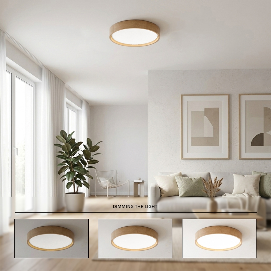 Brilagi - Plafonieră LED dimabilă MANAROLA SMART STARS 24W/230V 3000–6000K Wi-Fi Tuya Beacon Ø 41 cm stejar, cu telecomandă