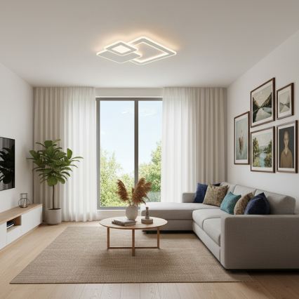 Brilagi - Plafonieră LED MODERN, dimabilă, 93 W, 230 V, 3000-6000 K, 48,5 x 48,5 cm + telecomandă
