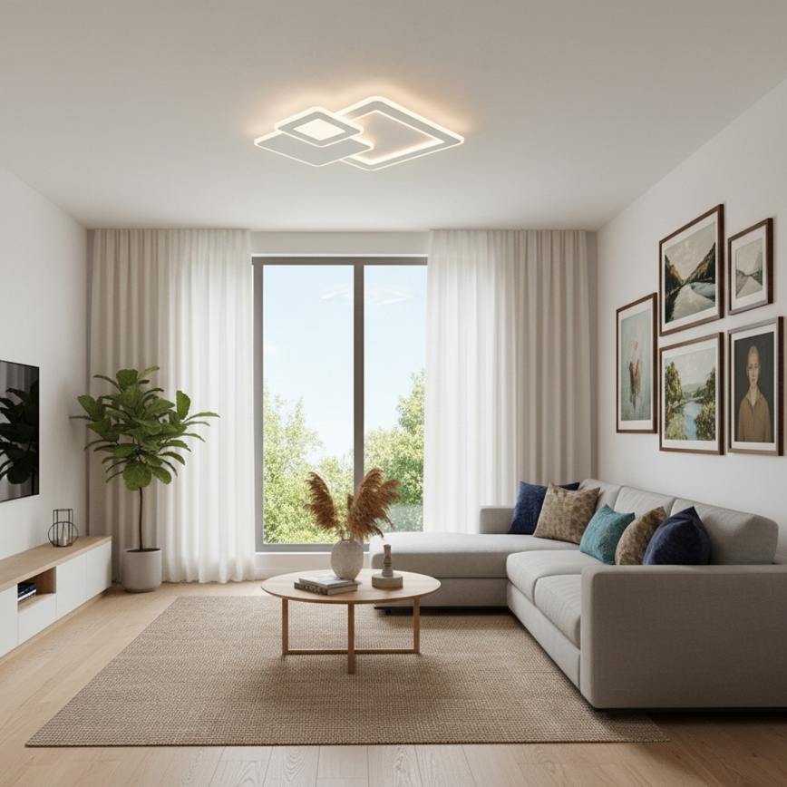 Brilagi - Plafonieră LED MODERN, dimabilă, 93 W, 230 V, 3000-6000 K, 48,5 x 48,5 cm + telecomandă