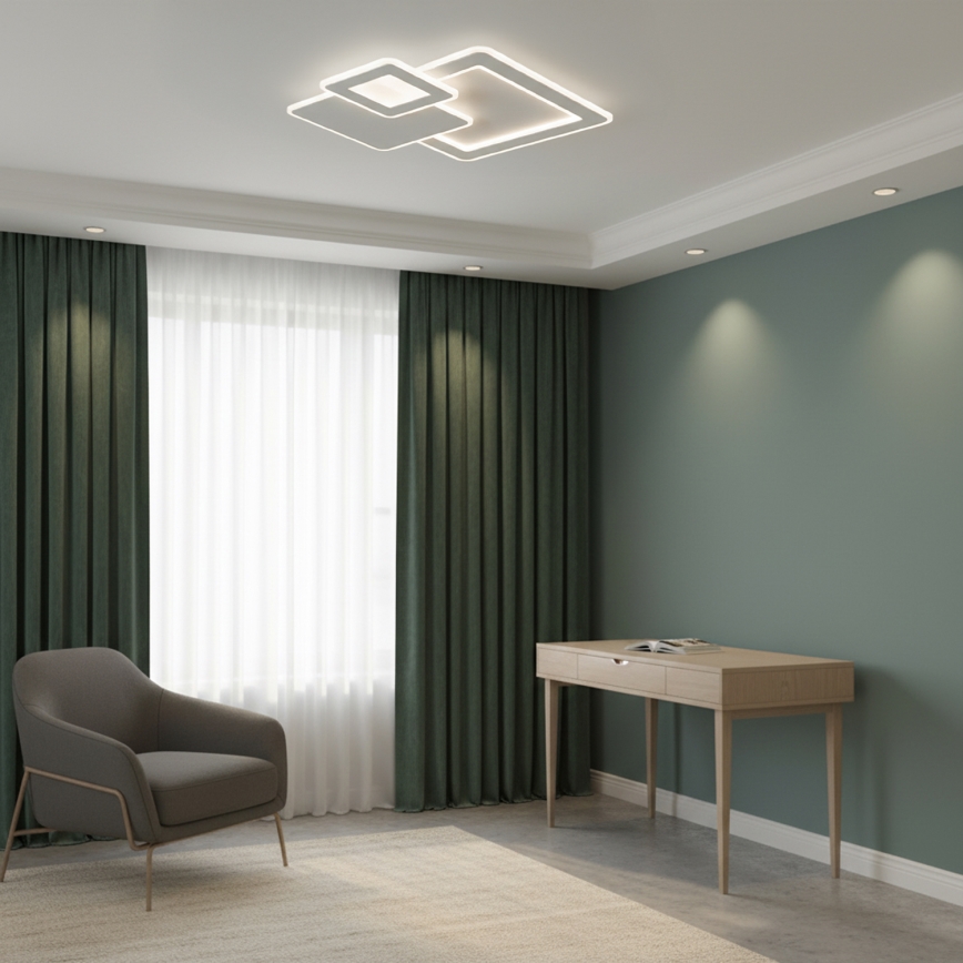 Brilagi - Plafonieră LED MODERN, dimabilă, 93 W, 230 V, 3000-6000 K, 48,5 x 48,5 cm + telecomandă