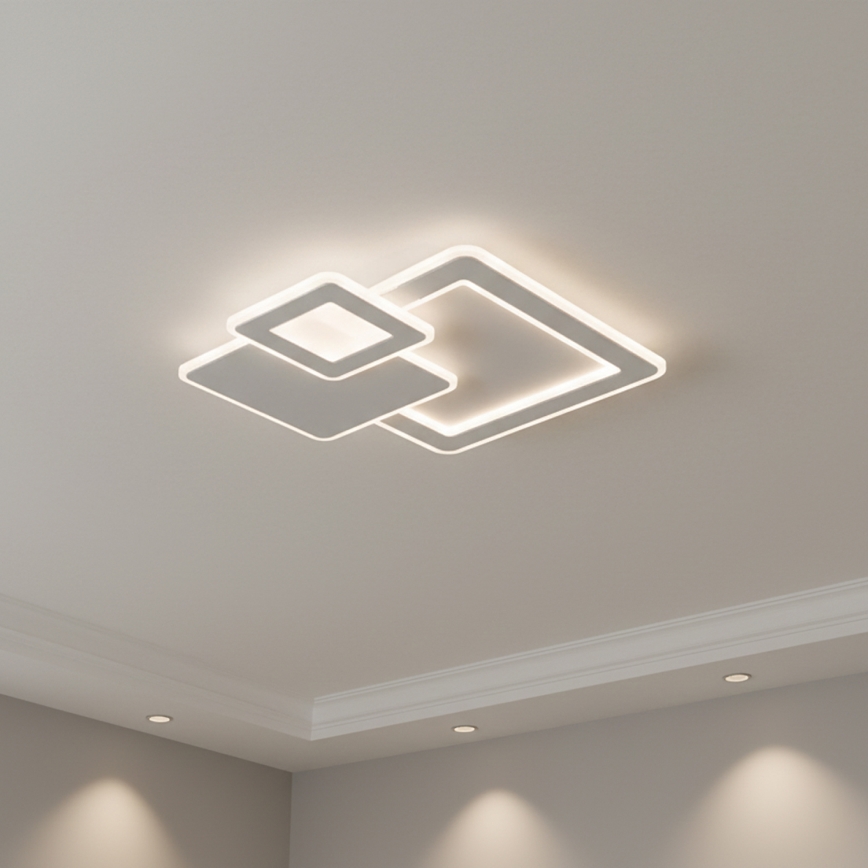 Brilagi - Plafonieră LED MODERN, dimabilă, 93 W, 230 V, 3000-6000 K, 48,5 x 48,5 cm + telecomandă