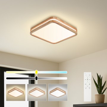 Brilagi - Plafonieră LED dimabilă MOLINA SQUARE LED/48W/230V 3000-6000K stejar 40x40 cm + telecomandă