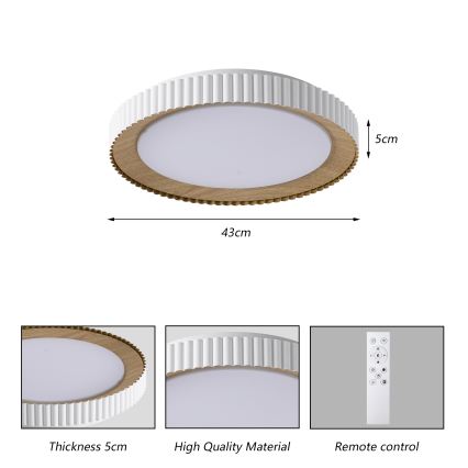 Brilagi - Plafonieră LED reglabilă NEXO 48W/230V 3000–6000K albă, diam. 43 cm + telecomandă
