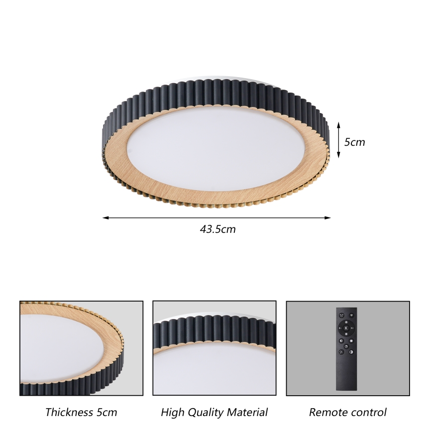 Brilagi - Plafonieră LED reglabilă NEXO, LED/48W/230V, 3000-6000K, neagră, Ø 43 cm + telecomandă