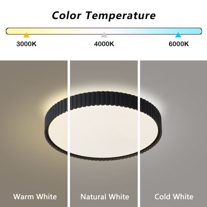 Brilagi - Plafonieră LED reglabilă ORINO, 54 W, 230 V, 3000–6000 K, negru, Ø 43 cm + telecomandă