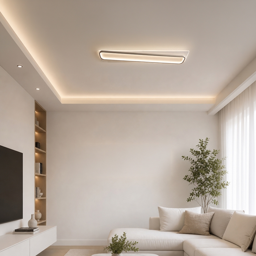 Brilagi - Plafonieră LED dimabilă OUTLINE LED/90W/230V 3000-6000K 18x100 cm alb/negru + telecomandă