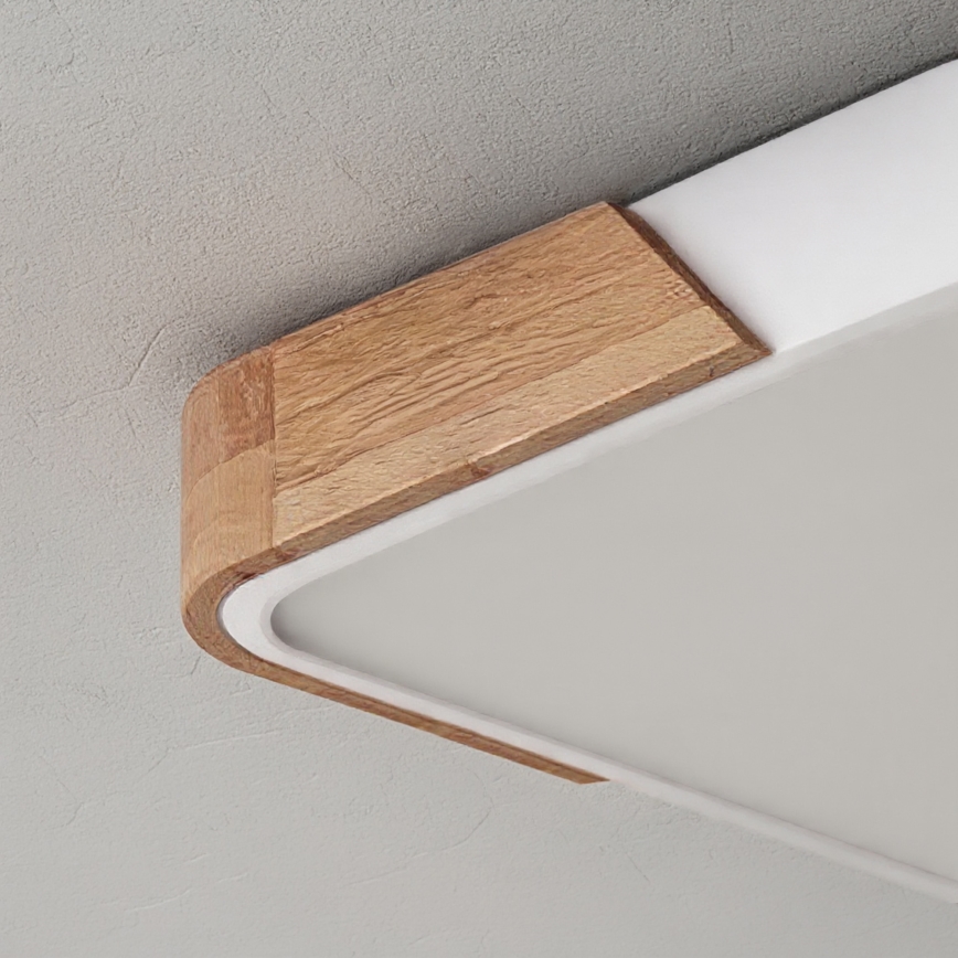 Brilagi - Plafonieră LED reglabilă PILANA, 60 W, 230 V, 3000–6500K, stejar/alb, 56 x 56 cm + telecomandă