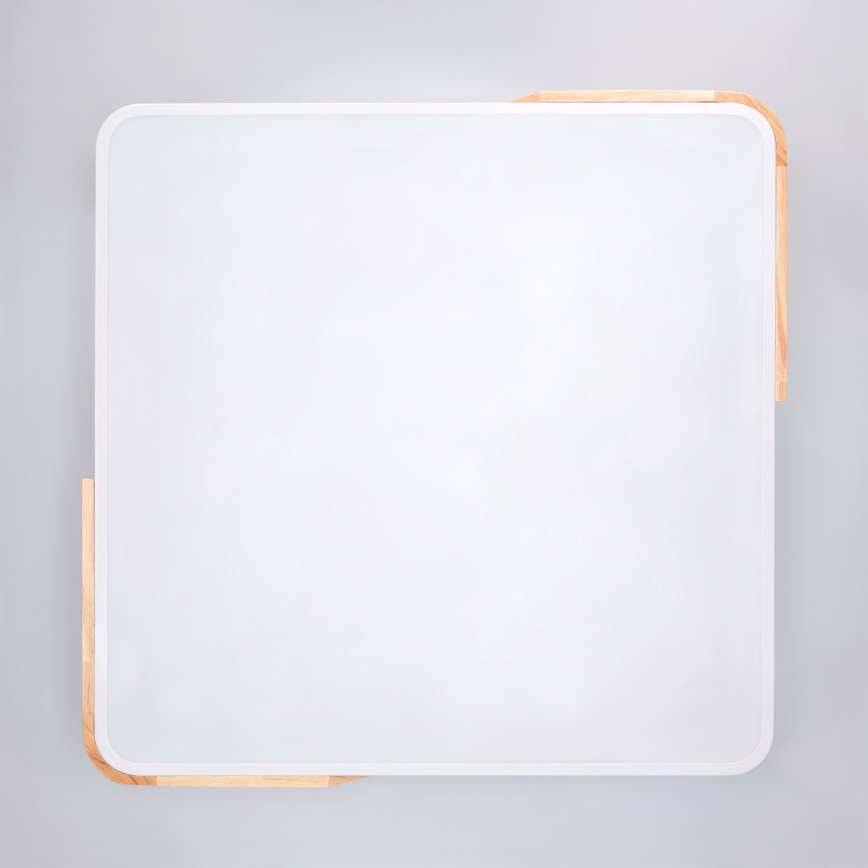 Brilagi - Plafonieră LED reglabilă PILANA, 60 W, 230 V, 3000–6500K, stejar/alb, 56 x 56 cm + telecomandă