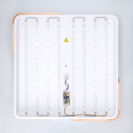 Brilagi - Plafonieră LED reglabilă PILANA, 60 W, 230 V, 3000–6500K, stejar/alb, 56 x 56 cm + telecomandă