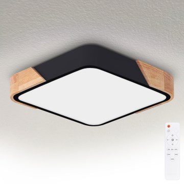 Brilagi - Plafonieră LED dimabilă PILANA LED/48W/230V 3000-6500K stejar/negru 42x42 cm + telecomandă