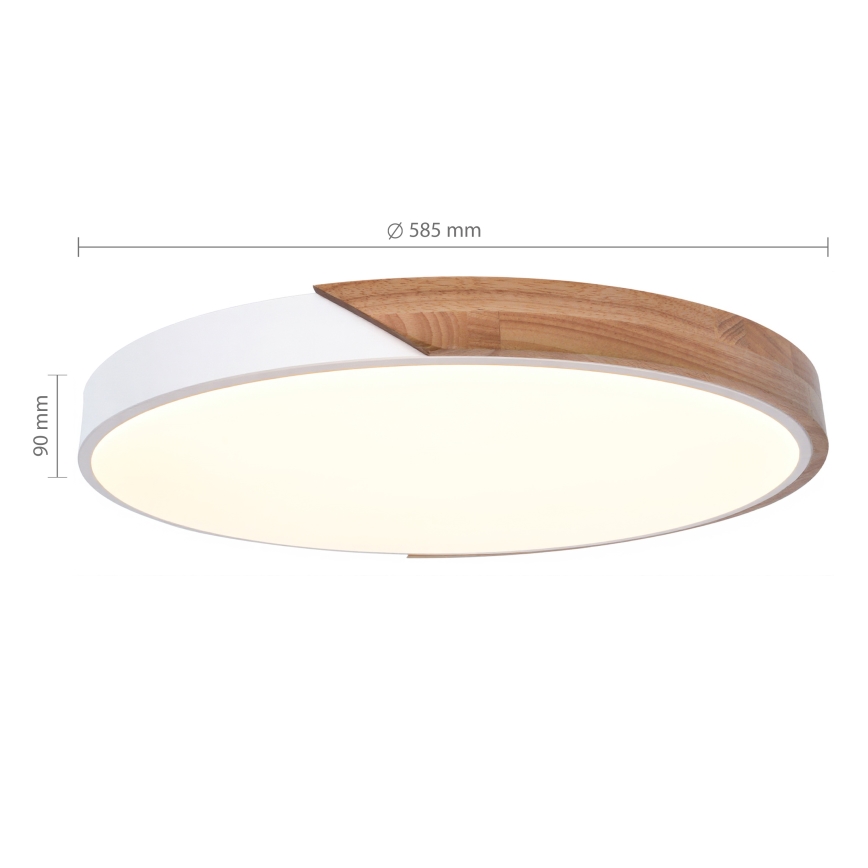 Brilagi - Plafonieră LED reglabilă PILANA LED/60W/230V 3000-6500K stejar/alb Ø 60 cm + telecomandă