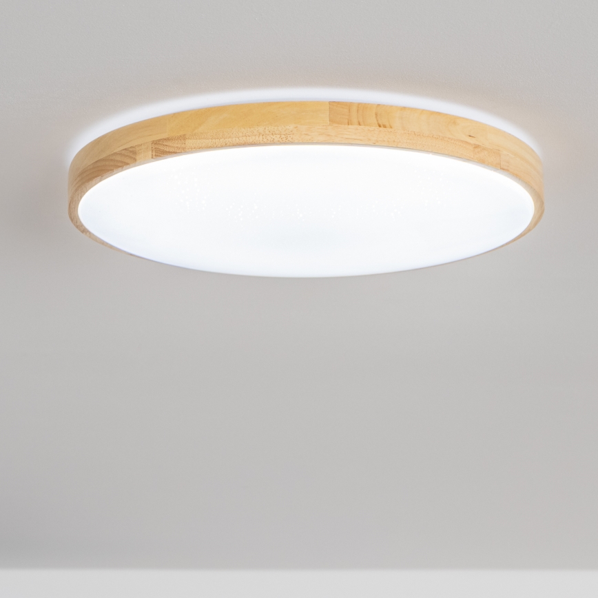 Brilagi - PINE Plafonieră LED dimabilă, 60 W, 230 V, corp din lemn, Ø52 cm, 3000–6500 K, cu telecomandă