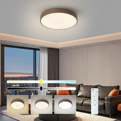 Brilagi - Plafonieră LED dimabilă POOL LED/48W/230V 3000-6000K Ø 40 cm maro + telecomandă