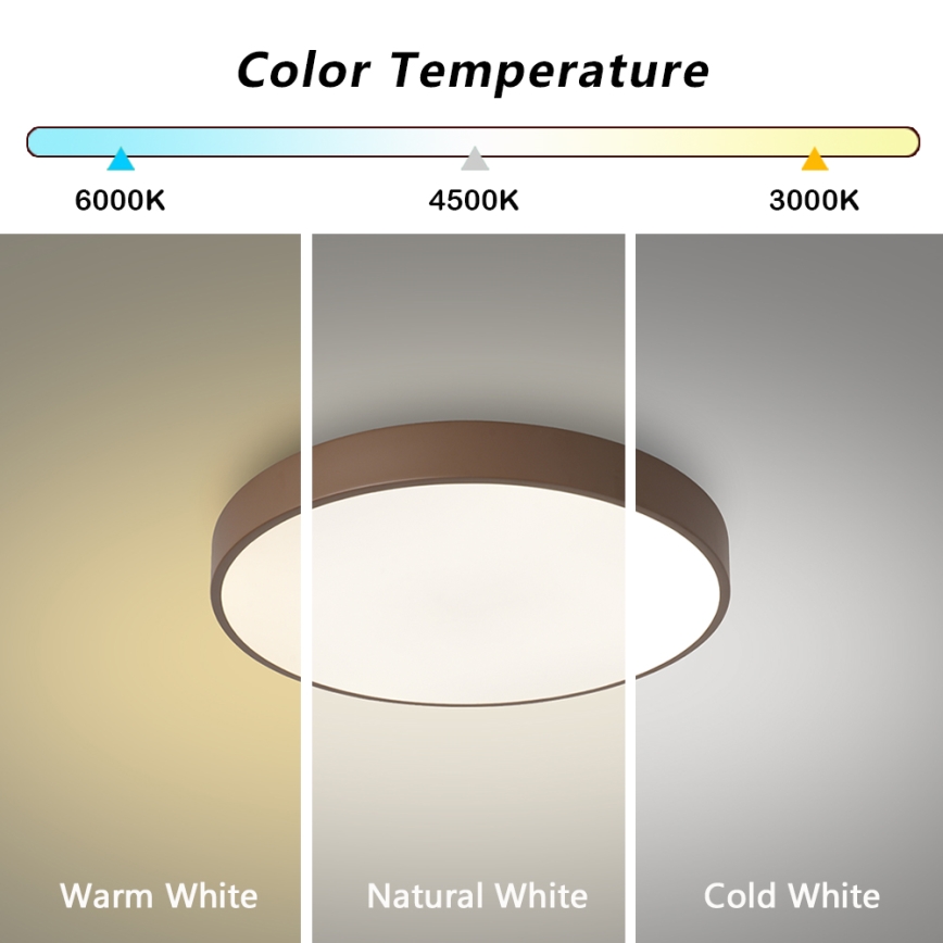 Brilagi - Plafonieră LED dimabilă POOL LED/48W/230V 3000-6000K Ø 40 cm maro + telecomandă