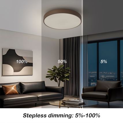 Brilagi - Plafonieră LED dimabilă POOL LED/48W/230V 3000-6000K Ø 40 cm maro + telecomandă