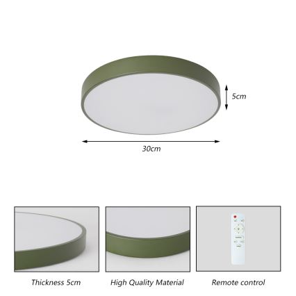 Brilagi - Plafonieră LED reglabilă POOL LED/36W/230V 3000-6000K Ø30 cm verde + telecomandă