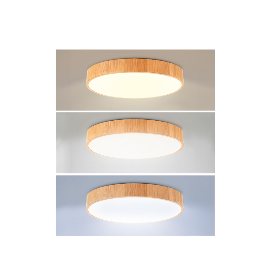 Brilagi - Plafonieră LED dimabilă POOL LED/36W/230V 3000-6000K Ø 30 cm decor lemn + telecomandă