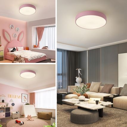 Brilagi - Plafonieră LED dimerizabilă POOL, 48 W, 230 V, 3000–6000 K, Ø 40 cm, roz, cu telecomandă