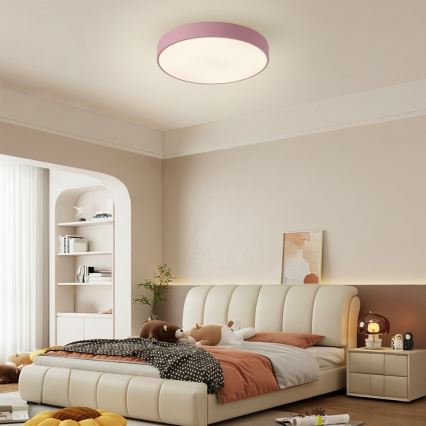 Brilagi - Plafonieră LED dimerizabilă POOL, 48 W, 230 V, 3000–6000 K, Ø 40 cm, roz, cu telecomandă