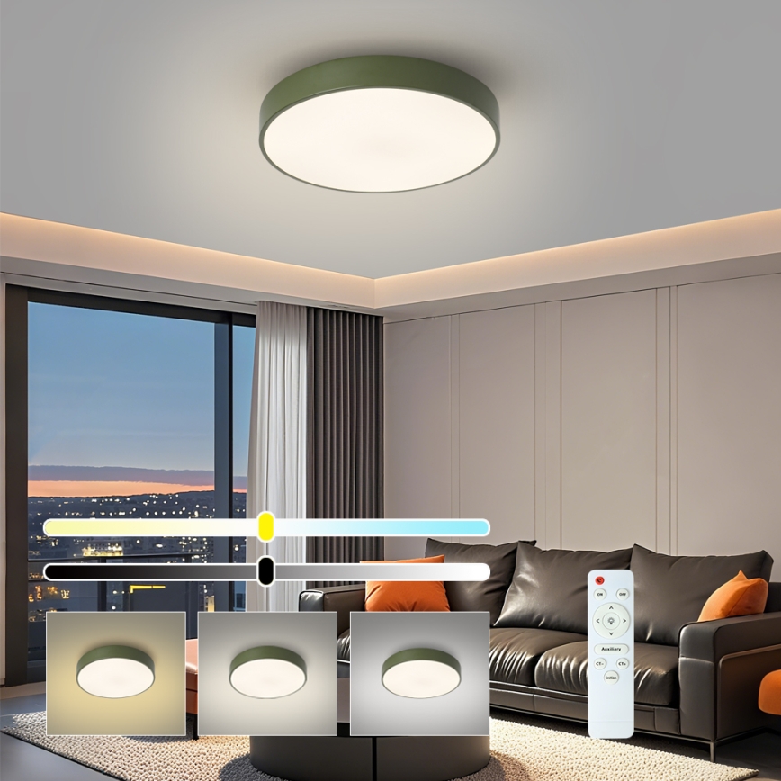 Brilagi - Plafonieră LED dimabilă POOL LED/48W/230V 3000-6000K Ø 40 cm verde + telecomandă