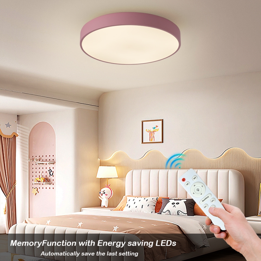 Brilagi - Plafonieră LED dimabilă POOL, 60 W, 230 V, 3000–6000 K, Ø 50 cm, roz, cu telecomandă