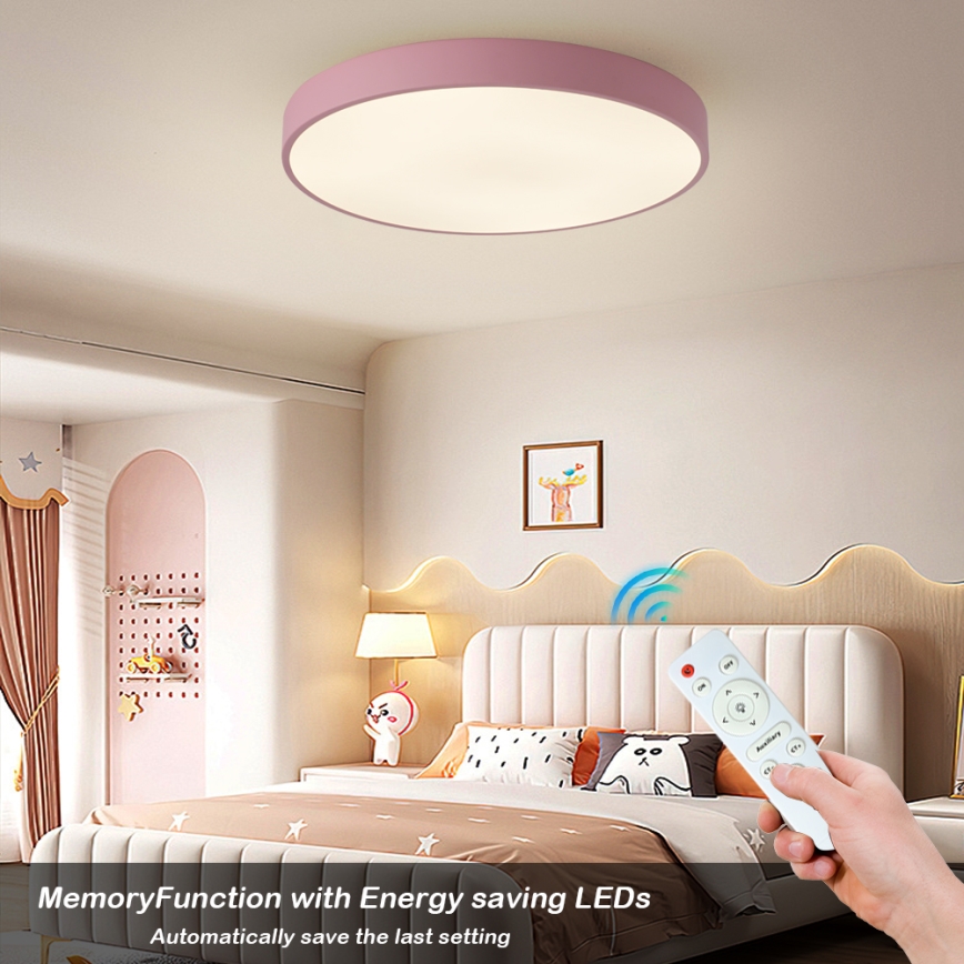 Brilagi - Plafonieră LED dimabilă POOL, 60W, 230V, 3000-6000K, Ø 60 cm, roz, cu telecomandă