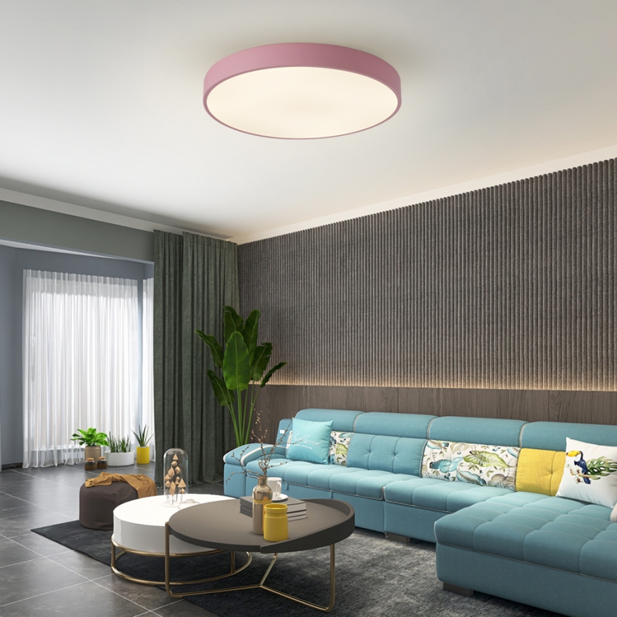 Brilagi - Plafonieră LED dimabilă POOL, 60W, 230V, 3000-6000K, Ø 60 cm, roz, cu telecomandă