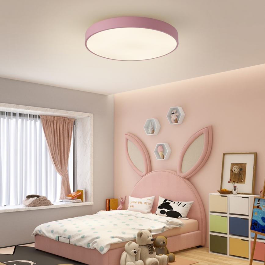 Brilagi - Plafonieră LED dimabilă POOL, 60W, 230V, 3000-6000K, Ø 60 cm, roz, cu telecomandă