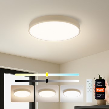Brilagi - Plafonieră LED dimabilă POOL SMART, 48W, 230V, 3000–6000K, Ø 40 cm, Wi‑Fi Tuya, bej + telecomandă