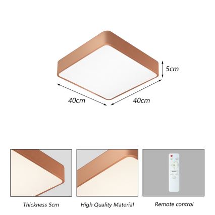 BRILAGI - Plafonieră LED dimabilă POOL SQUARE LED/36W/230V 3000-6000K 40x40 cm cu finisaj cupru + telecomandă