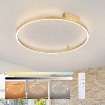 Brilagi - Plafonieră LED dimabilă PORTOFINO LED/60W/230V 3000-6000K Ø 80 cm finisaj auriu + telecomandă