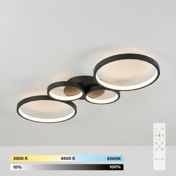 Brilagi - Plafonieră LED dimabilă RINGO LED/34W/230V 3000-6000K 28x78 cm neagră + telecomandă