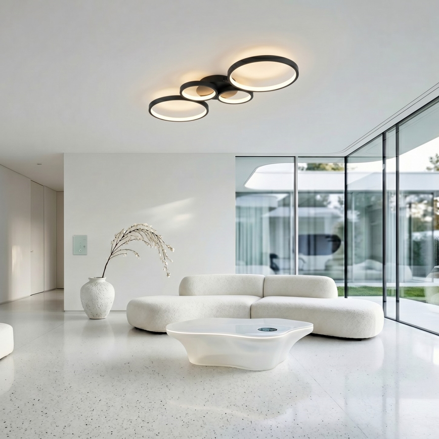 Brilagi - Plafonieră LED dimabilă RINGO LED/34W/230V 3000-6000K 28x78 cm neagră + telecomandă