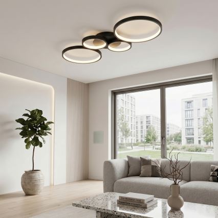 Brilagi - Plafonieră LED dimabilă RINGO LED/34W/230V 3000-6000K 28x78 cm neagră + telecomandă