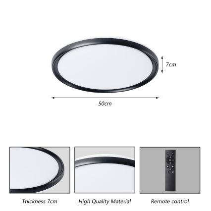Brilagi - Plafonieră LED dimmabilă RIVO LED/72W/230V 3000-6000K neagră, diam. 50 cm + telecomandă