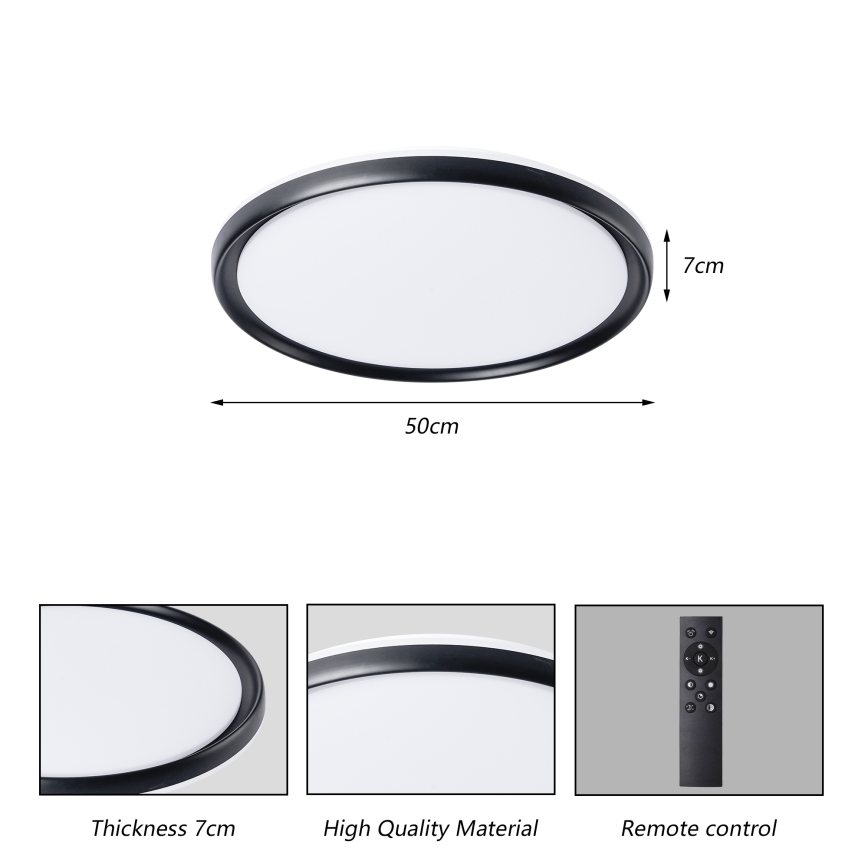 Brilagi - Plafonieră LED dimmabilă RIVO LED/72W/230V 3000-6000K neagră, diam. 50 cm + telecomandă