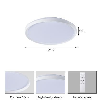Brilagi - Plafonieră LED dimerizabilă RIVO LED/72W/230V 3000-6000K, albă, diam. 50 cm + telecomandă